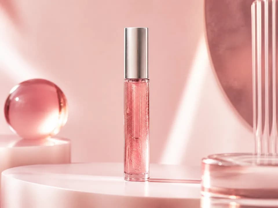 Pink beauty serum campaign scene